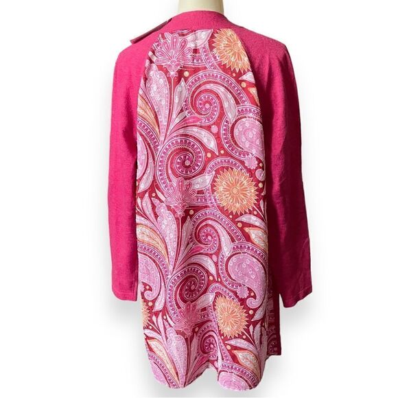 Soft Surroundings Pink Shimmer Semi Sheer Pattern Back Open Cardigan - Picture 8 of 16